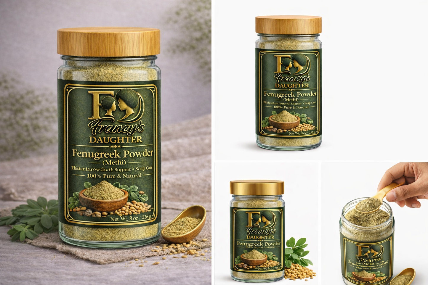 Francy’s Daughter Fenugreek Powder (Methi) – Hair Growth & Scalp Care (8 oz