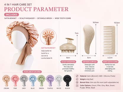 Francy Satin Bonnet & Detangle Set